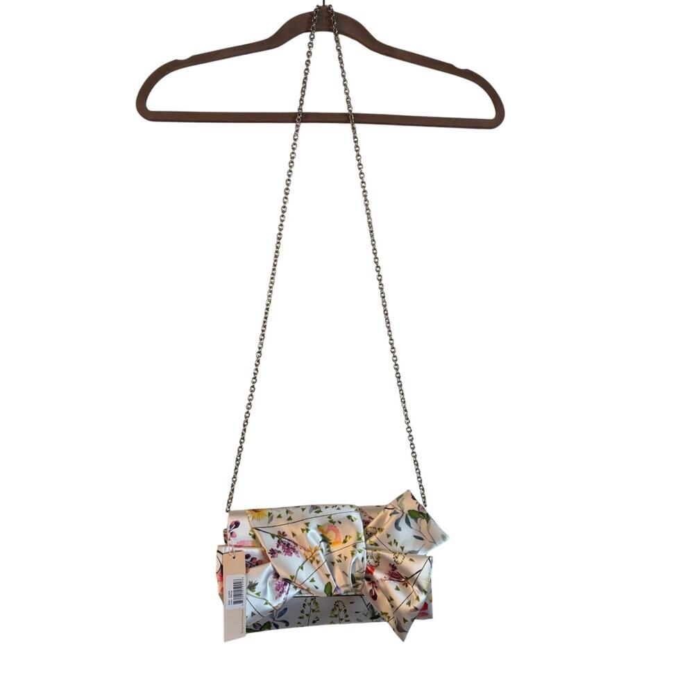 Jewel by Badgley Mischka Delilah Satin Sash Envelope Clutch Floral NWT